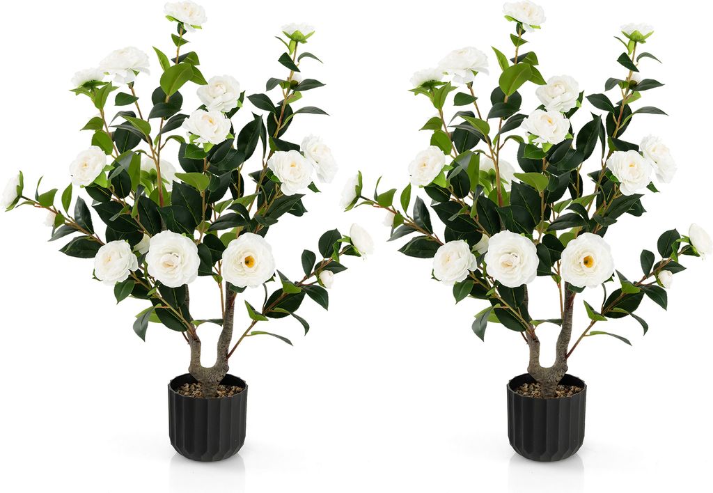 COSTWAY Arbre artificiel 2 avec 24 fleurs, camélia Image du produit 