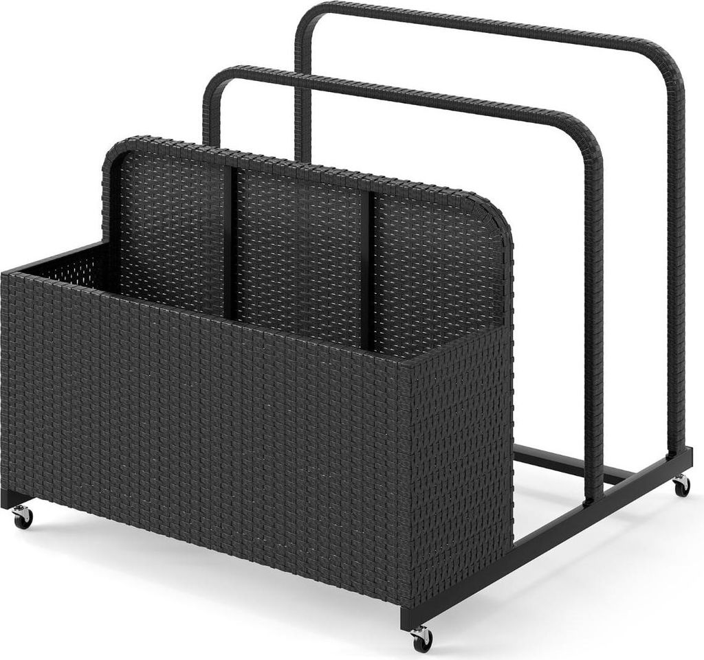 Pool-Aufbewahrungskorb mit Rollen, PE-Rattan, 2 Fächer
