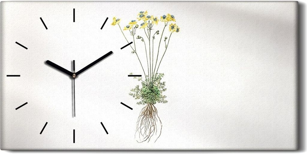 Küche Wohnzimmer Wand Leinwand Uhr 60x30 Gemälde Blumen Pflanzen Kunst - schwarze Hände