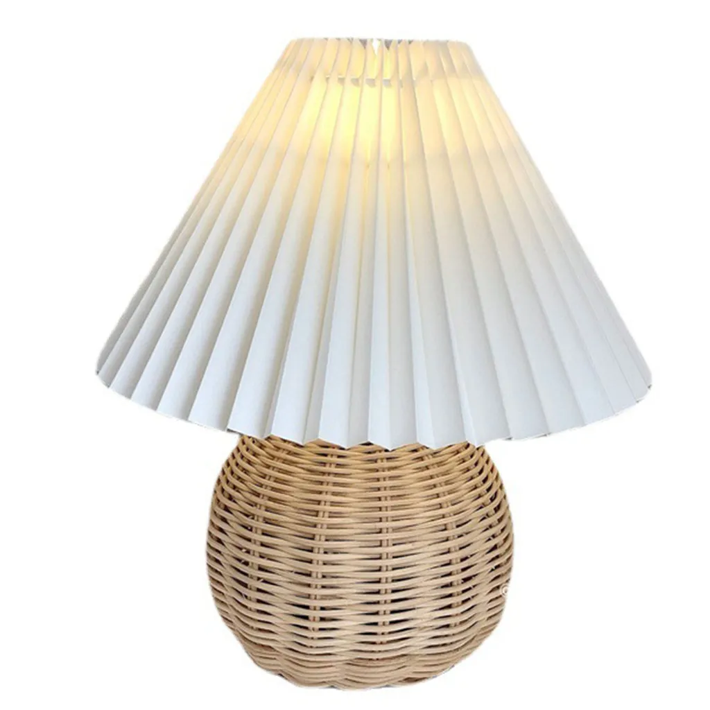 Lampe de chevet vintage en rotin naturel pour chambre et salon cosy