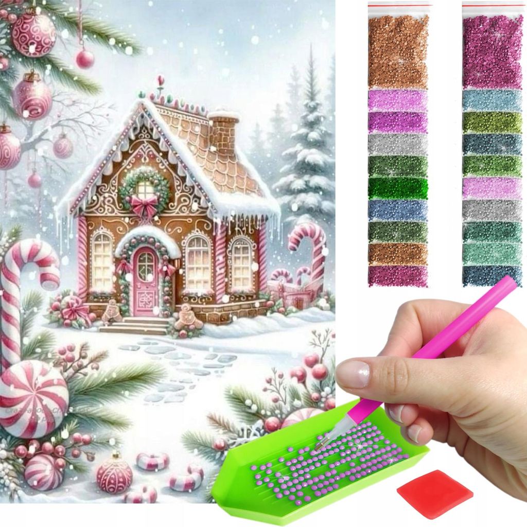ARTULIO Diamond Painting Set - Märchenhaus in festlicher Weihnachtsstimmung - 60 x 40 cm - Groß XXL - Diamant Painting, Home Wand Deko