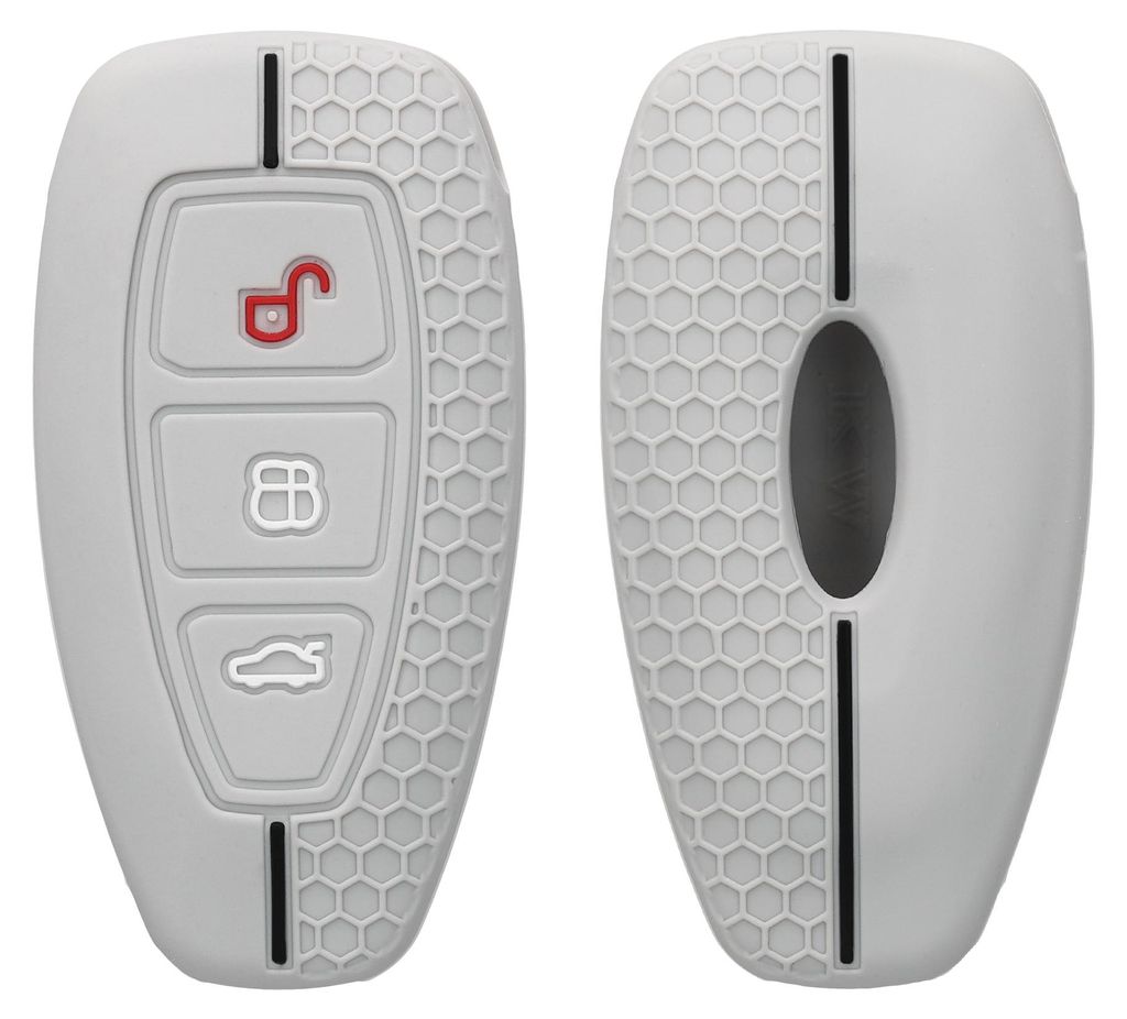 kwmobile Schlüsselhülle für Ford 3-Tasten Autoschlüssel Keyless Go Hülle - Autoschlüssel Schlüssel Hülle aus Silikon - Schlüsseletui in He...