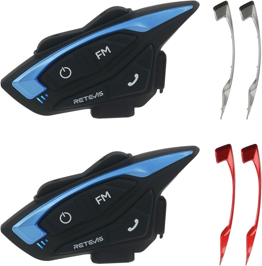 Retevis EZTalk 3A Motorrad Headset, 1000m Gegensprechanlage, 28h lange Nutzung, Klarer Klang, FM, USB C, IP65 Helm Headset für Reisen, Fahren 2 St...