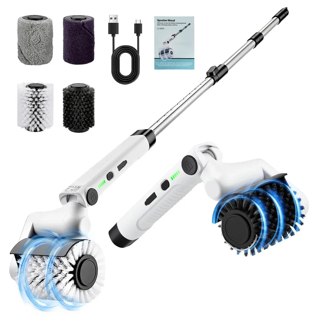 Brosse de nettoyage électrique sans fil 2 vitesses pour barbecue blanc