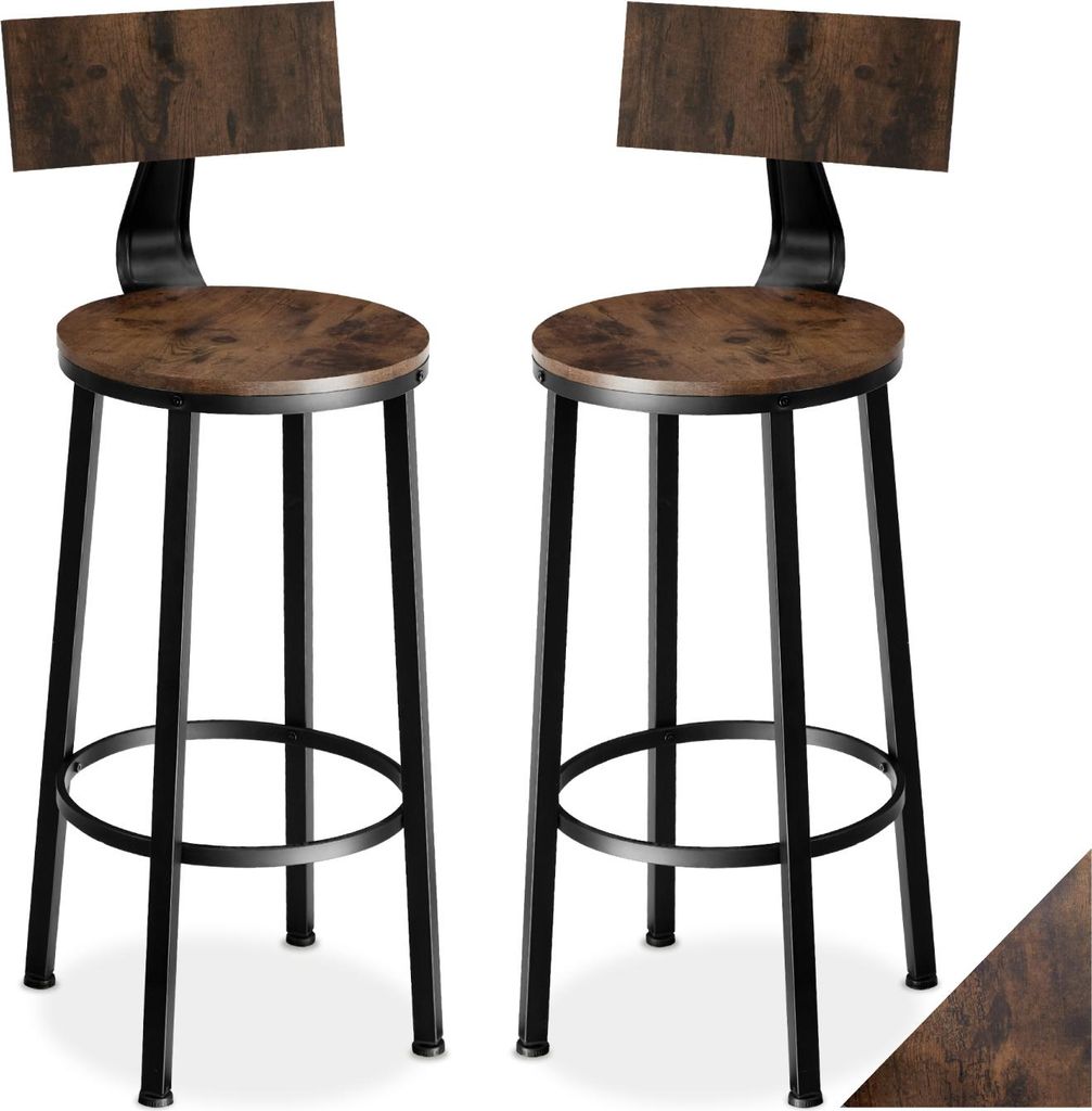 tectake® Set Barhocker Poole Sitzhöhe 74 cm Produktbild 