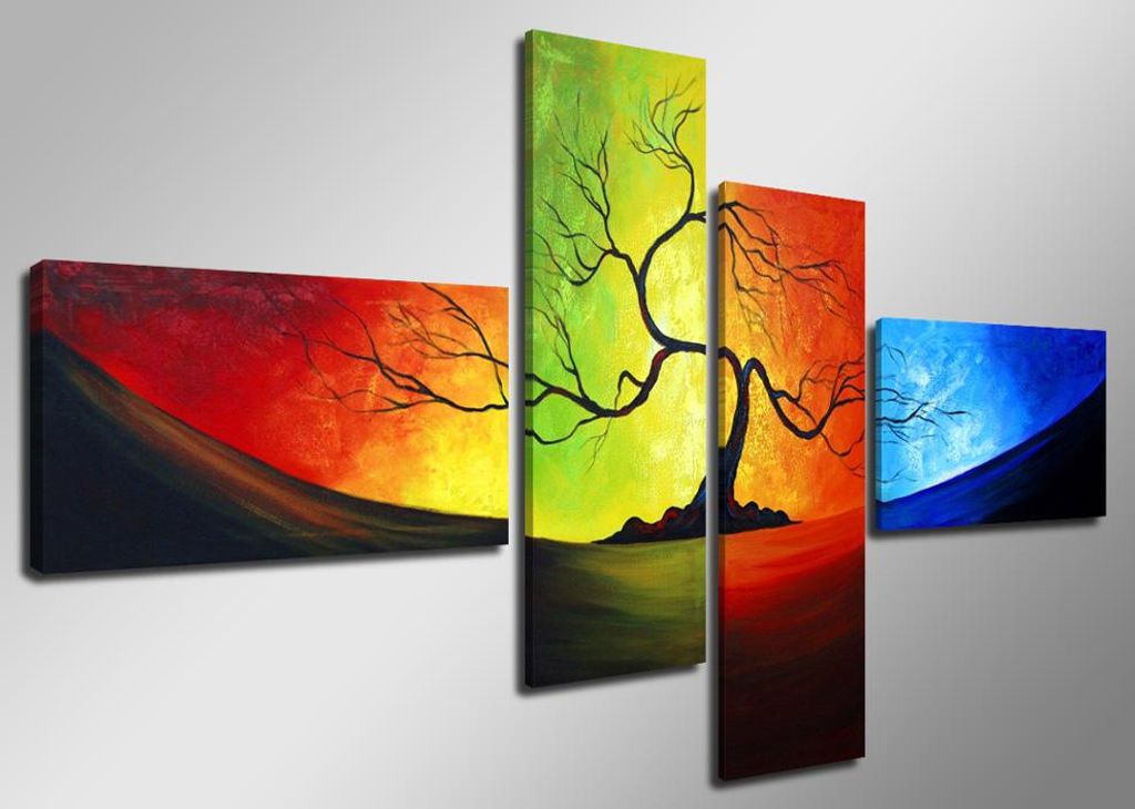 6510 Baum der Jahreszeiten Leinwandbild 4-teilig 160x70 cm