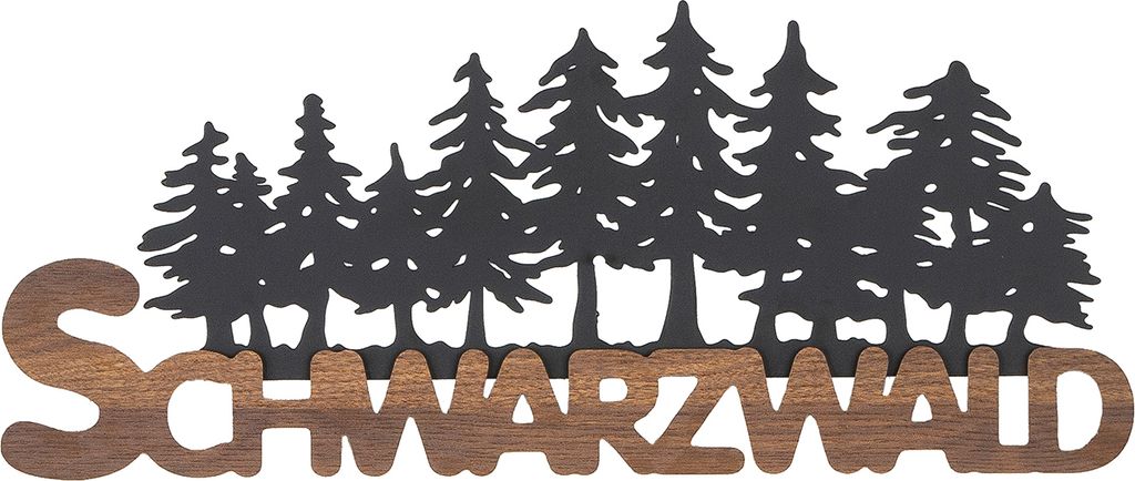 Gilde Wandrelief, "Schwarzwald", Schriftzug, MDF, Metall, Produktbild 