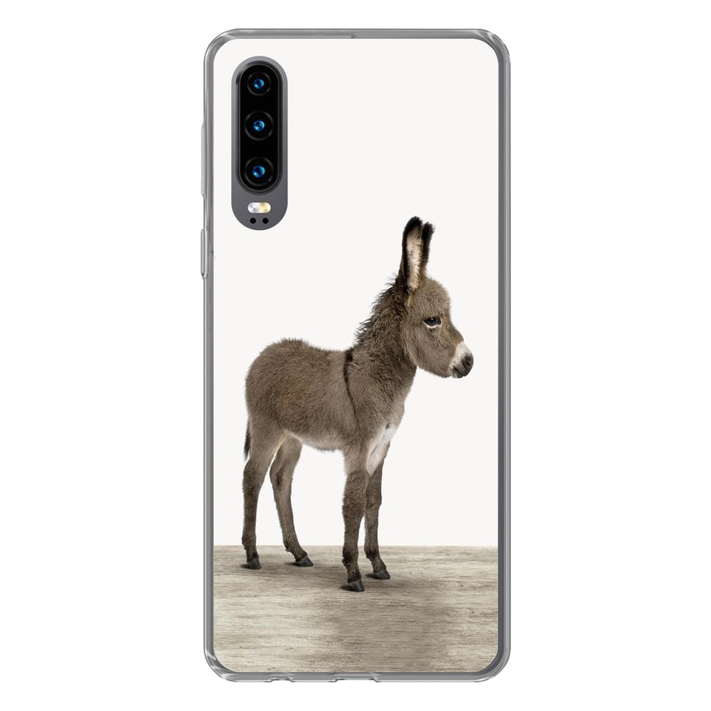 MuchoWow Handyhülle Schutzhülle Hülle für Huawei P30 Esel - Tiere - Kinder - Niedlich - Mädchen - Jungen Silikon Softcase Handy Hülle - Kar...
