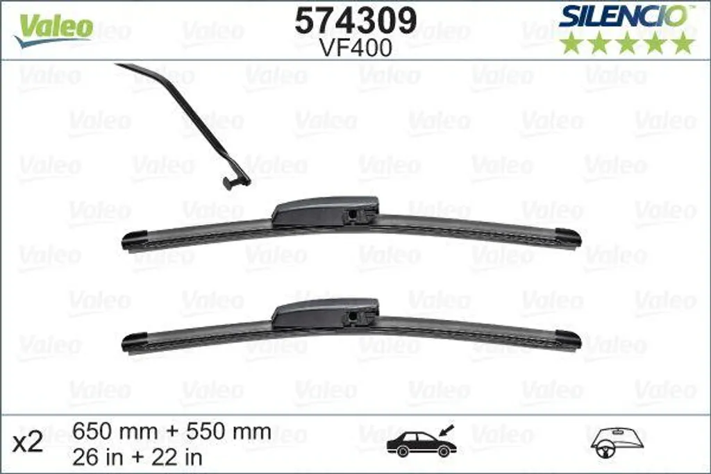 Balai d'essuie-glace arrière Valeo 574309 Silencio pour Monoespace