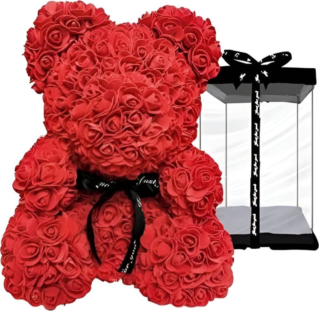 Orsetto con rose, regalo unico per San Valentino, Immagine del prodotto 