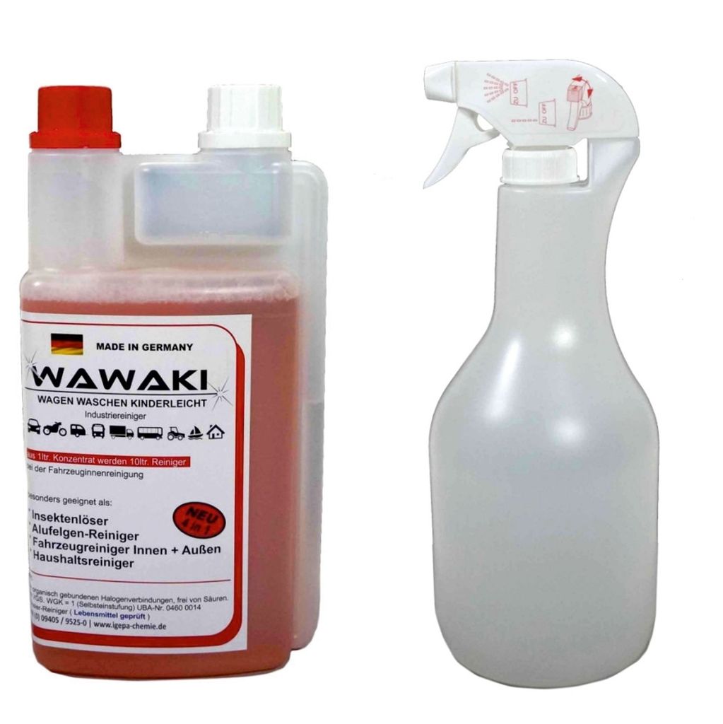 1 Liter Konzentrat Wawaki rot + 1 Liter Sprühflasche Innen-Außenreiniger1l SDR 1l Pumpsprüher
