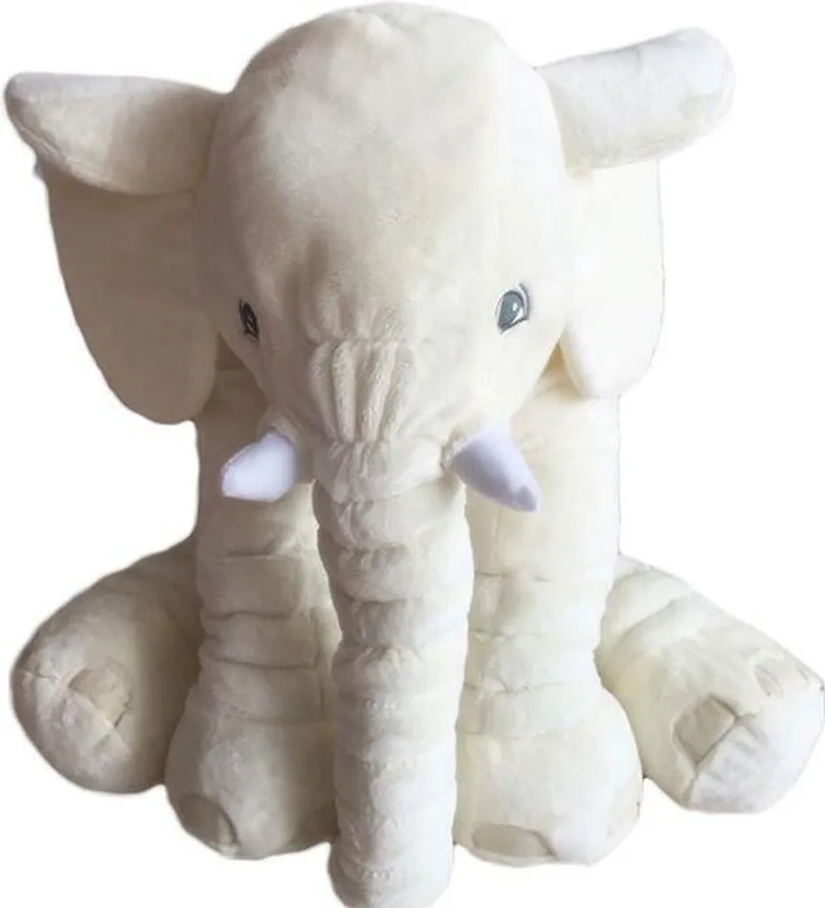 Gustaw Grand éléphant Blanc 85cm - Peluche géante moelleuse pour enfant