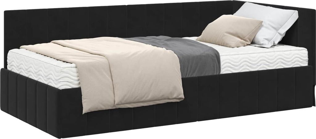 Eckbettgestell mit Matratze mit Matratze 2 pcs Schwarz Samt