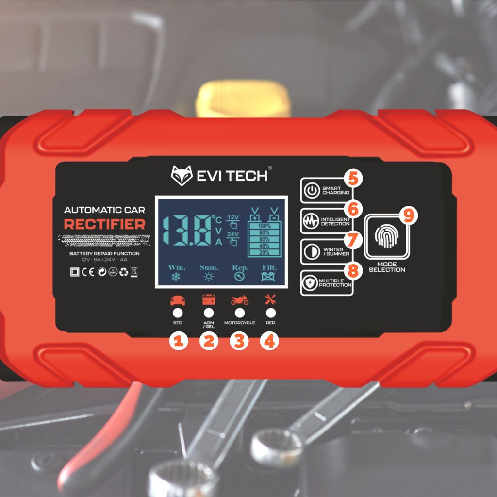 Automatický nabíječ autobaterií 12V 24V s funkcí OPRAVY Obrázek produktu 5