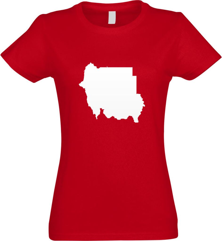 Kiwistar - T-Shirt tailliert - Damen - rot - Sudan Umriss Kontur - mit Motiv Bedruckt - Funshirt Design - Sport - Freizeit - Damen - L