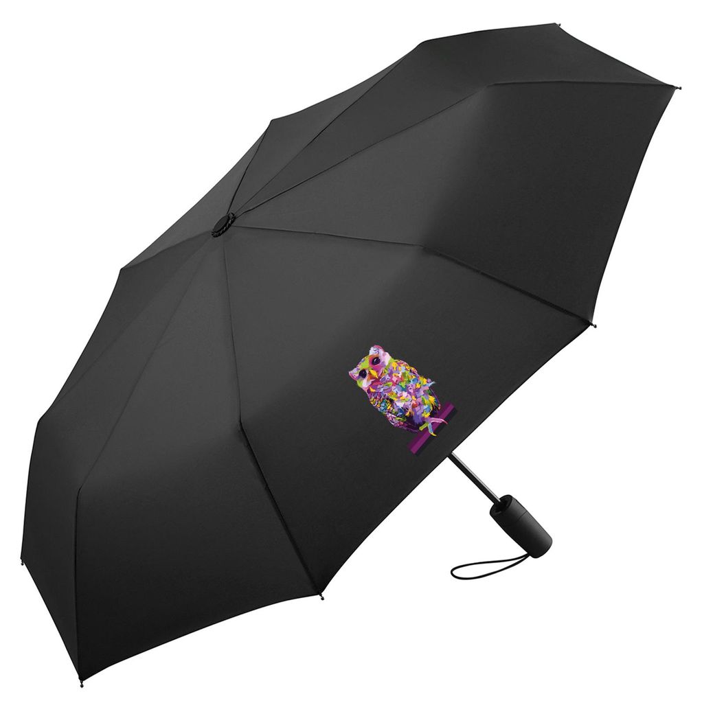 Huuraa Regenschirm Eule Colorful 98cm Schwarz Sturmfest Taschenschirm Geschenkidee