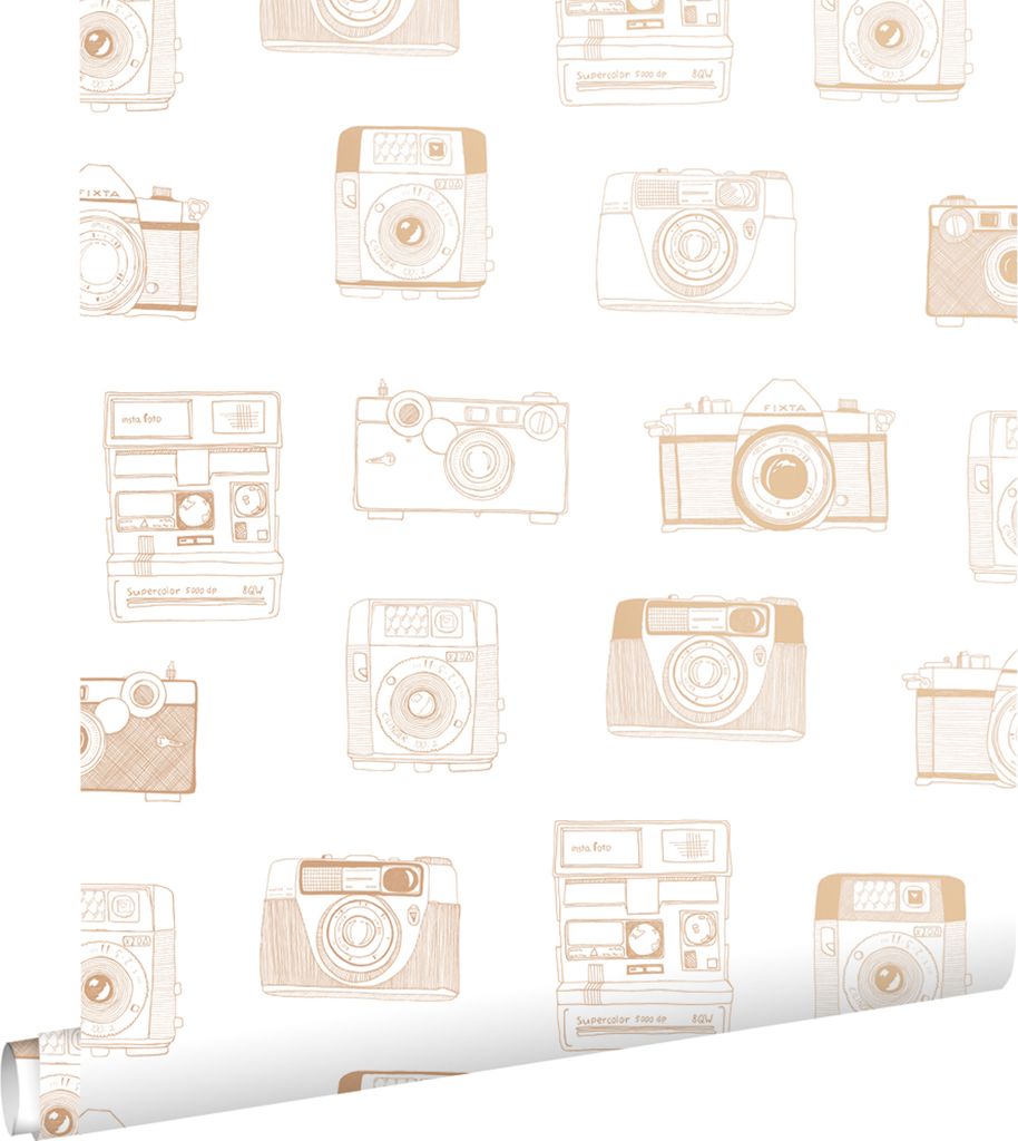 ESTAhome Tapete Sofortbildkameras Kupferbraun 53 cm x 10.05 m