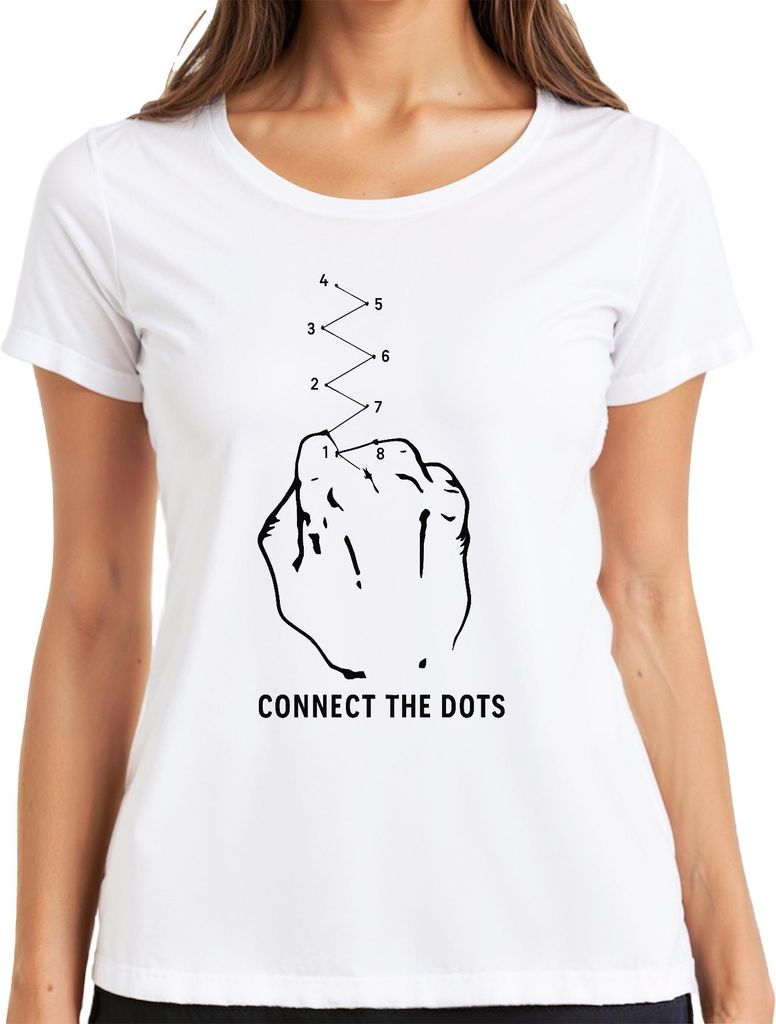 Punkte verbinden Puzzle Rätsel Faust Skizze Retro Geschenk Nerd Damen T-Shirt, Weiß, L