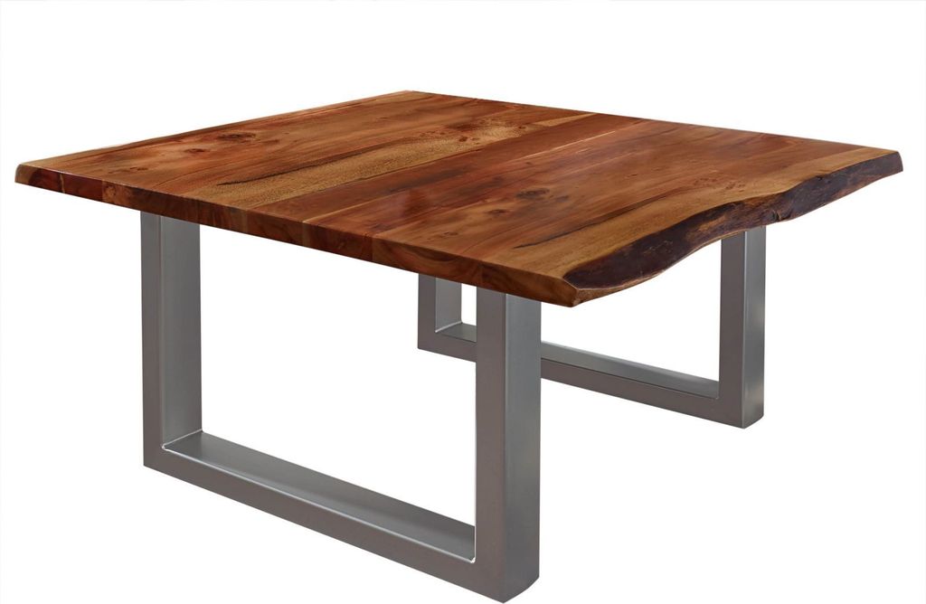 MASSIVMOEBEL24 Couchtisch Akazie 90x90x45 walnuss lackiert FREEFORM 2 #10