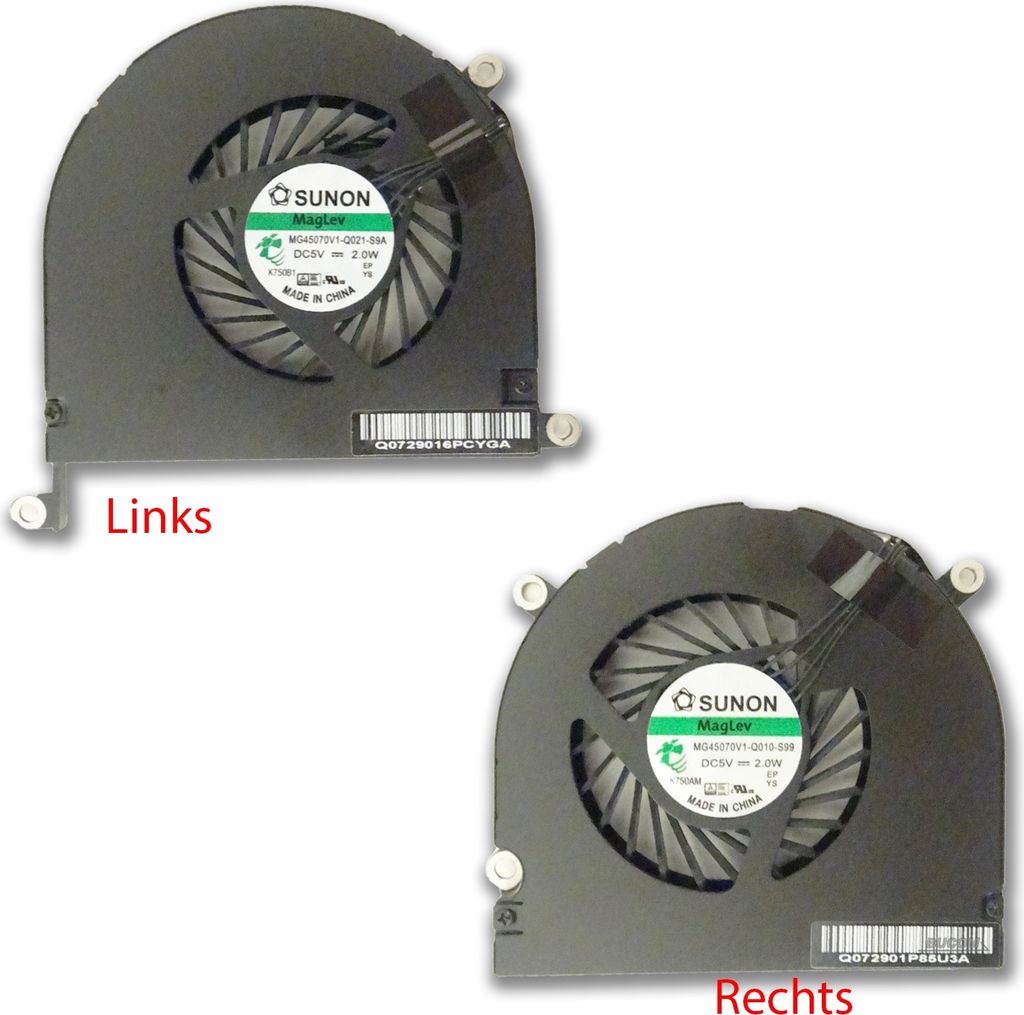 Lüfter CPU für Apple Macbook Pro Unibody 17" A1297 links + rechts Set FAN 2009-2011