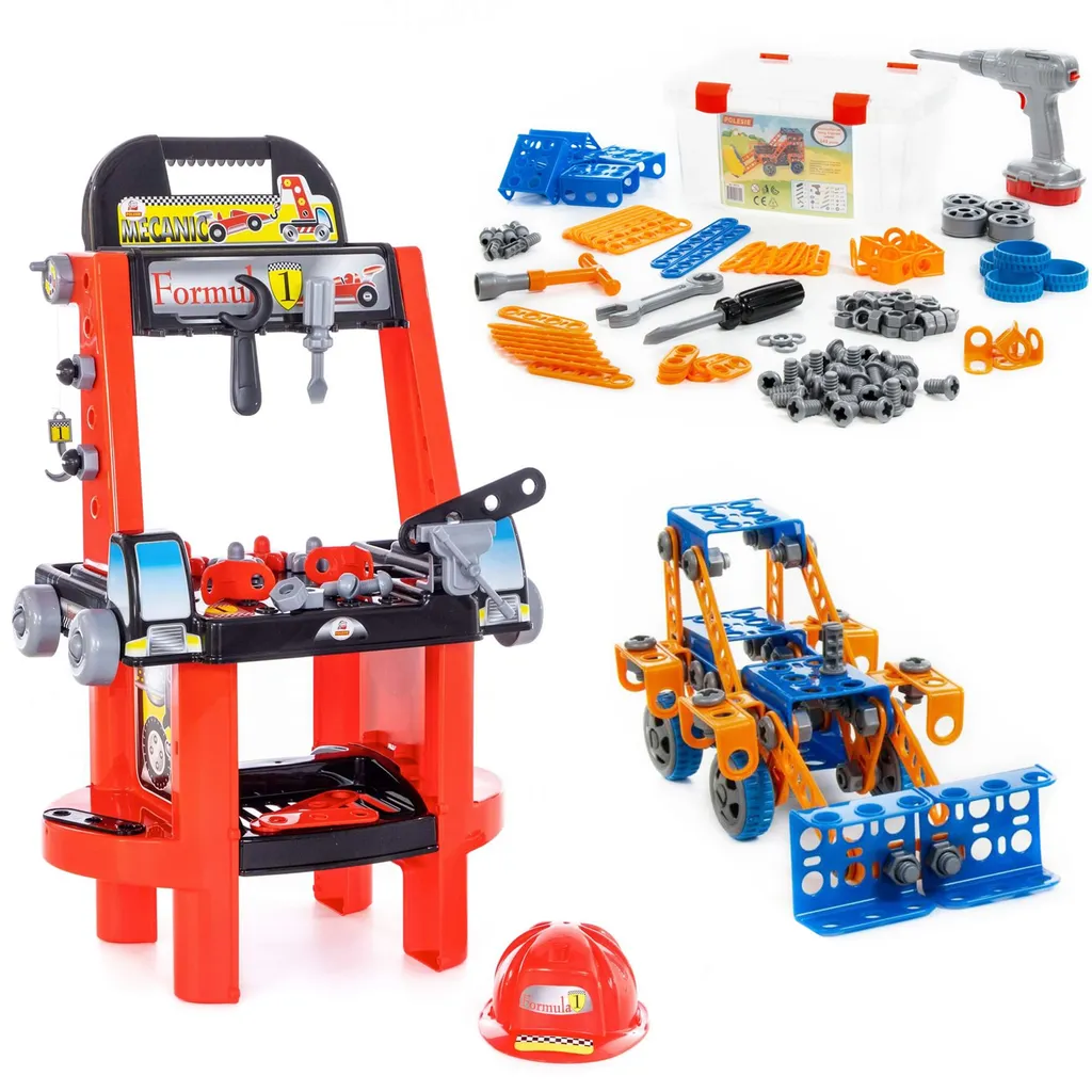 Établi de bricolage et jeu de construction Inventor Polésie 2-en-1