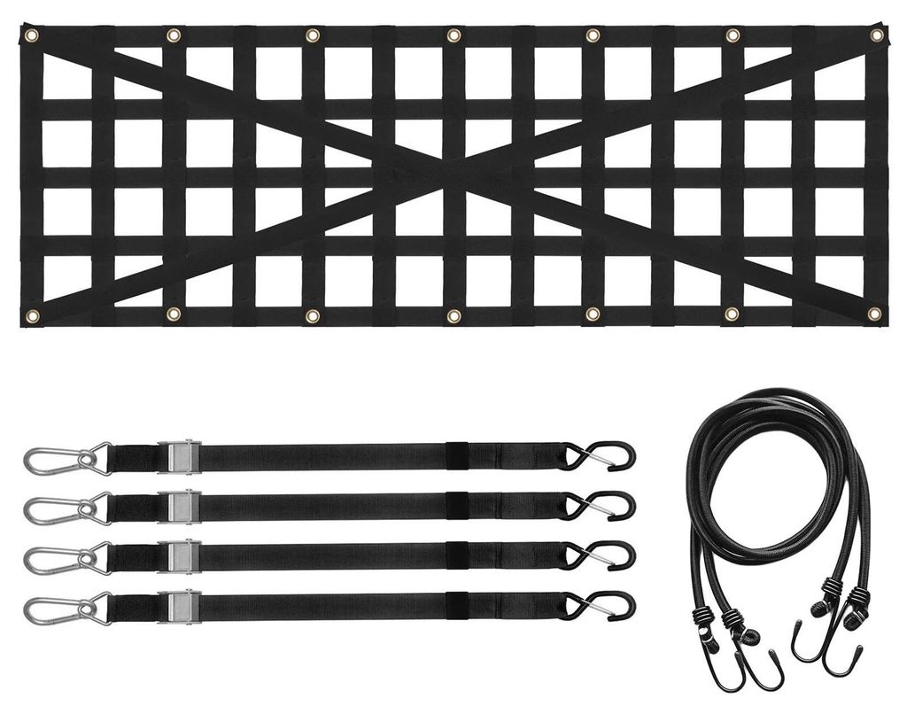 Pickup Heckklappennetz - Tailgate Netz - 138 x 45 cm - Schwerlast Ladungsnetz - Universal passend - Schwarz