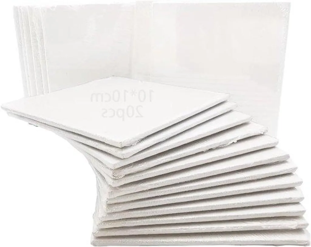 Lot de 20 Toiles blanches 10x10 cm en coton - Petits châssis à peindre