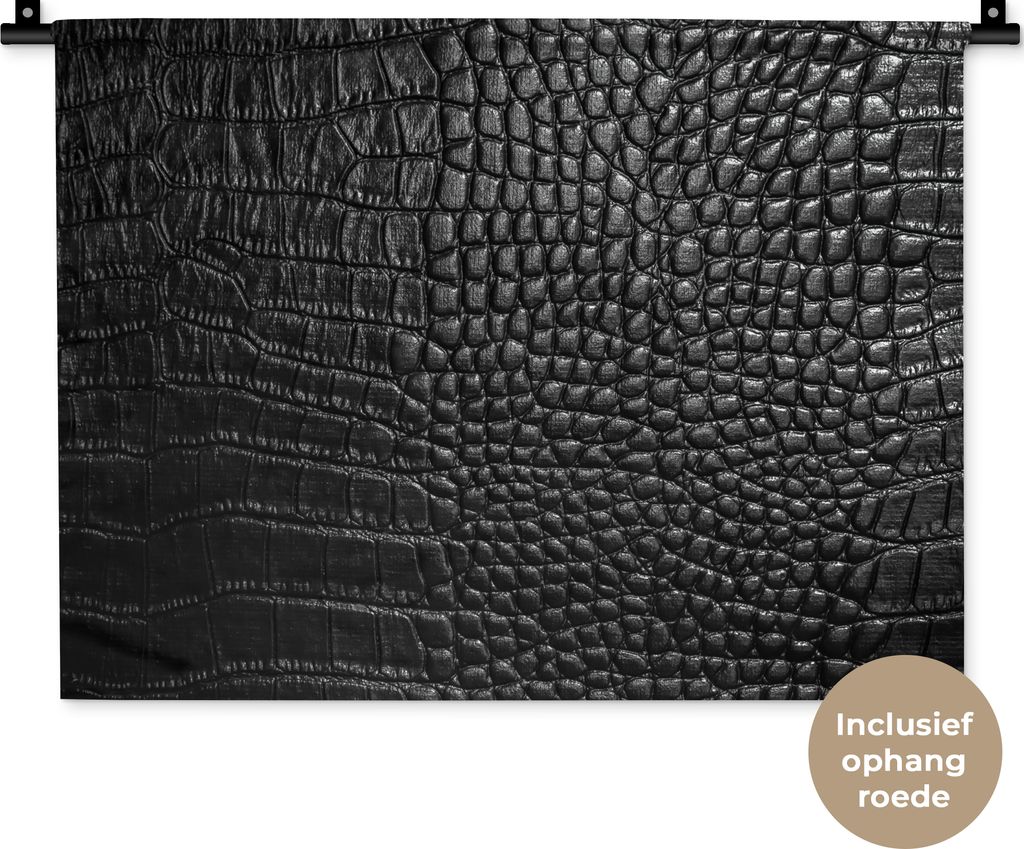 MuchoWow Wandteppich Wandbehang Leder - Textur - Schwarz - Grau 60x45 cm Tapisserie Dekoration Wandtuch - Das Schlafzimmer
