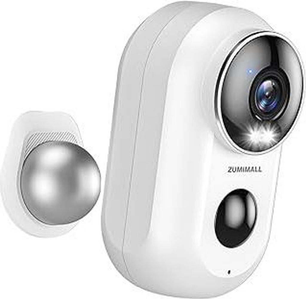 ZUMIMALL Überwachungskamera Aussen Akku, 2K Kabellose Outdoor WLAN IP Kamera mit PIR Bewegungsmelder, IR Nachtsicht, IP66 Wasserdich, 2-Wege Audio...