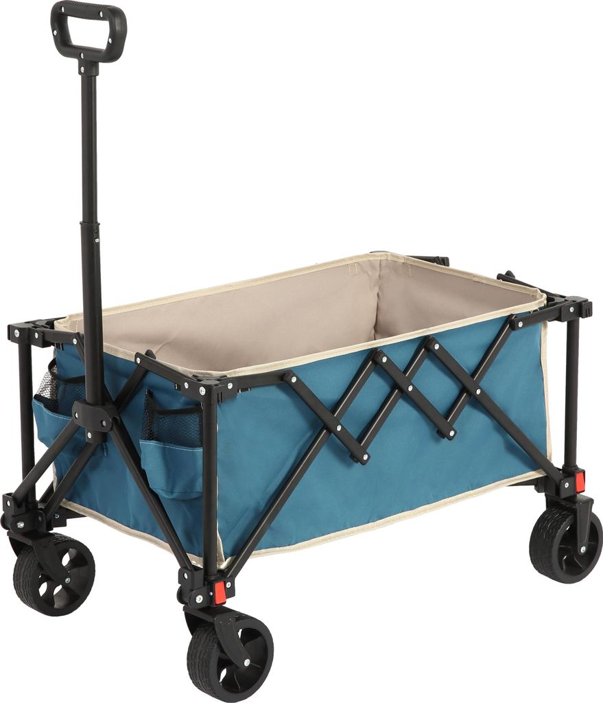 okwish Bollerwagen mit All-Terrain-Rädern,Faltbarer Wagen mit Verstellbarem Griff,Strandwagen für Camping,Einkaufen,Sport,Angeln,Blau