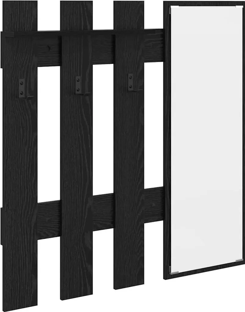 Appendiabiti da Parete Moderno SYFAX™ Rovere Nero e Specchio 100x100
