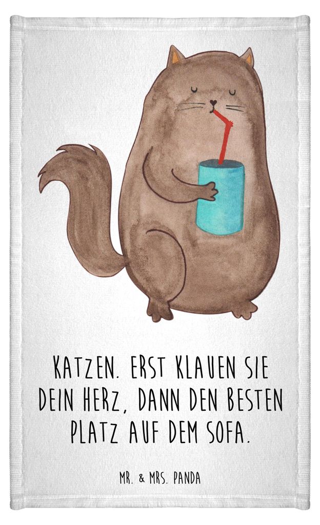 Mr. & Mrs. Panda Handtuch Katze Dose - Weiß - Geschenk, Herz, badezimmer, Klein, Bezaubernd, Haustier, Gäste-WC, Gästetuch, Katzenfutter, Frotte...