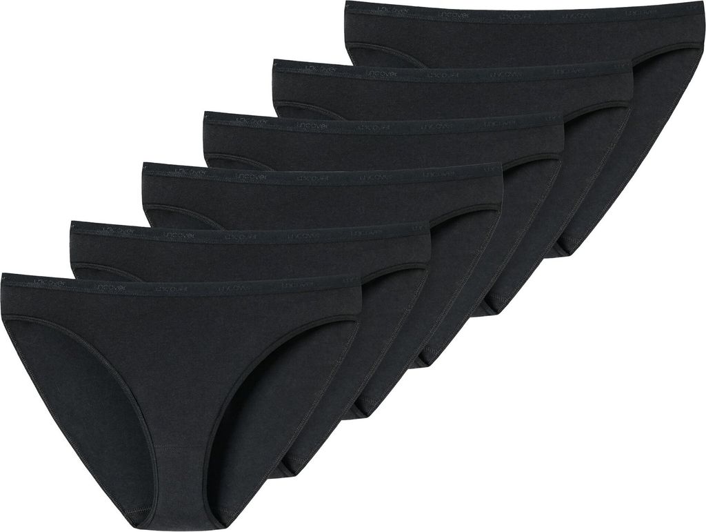 UNCOVER by SCHIESSER Damen Slip - Tai, Soft Baumwolle, 6er Pack Schwarz L