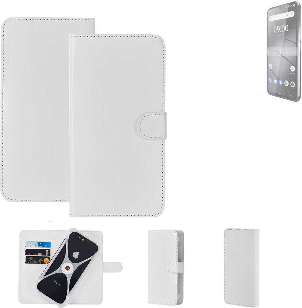 K-S-Trade Handy Hülle Schutz Hülle kompatibel mit Gigaset GS5 Pro SE Cover Case Bookstyle Bumper weiß 1x
