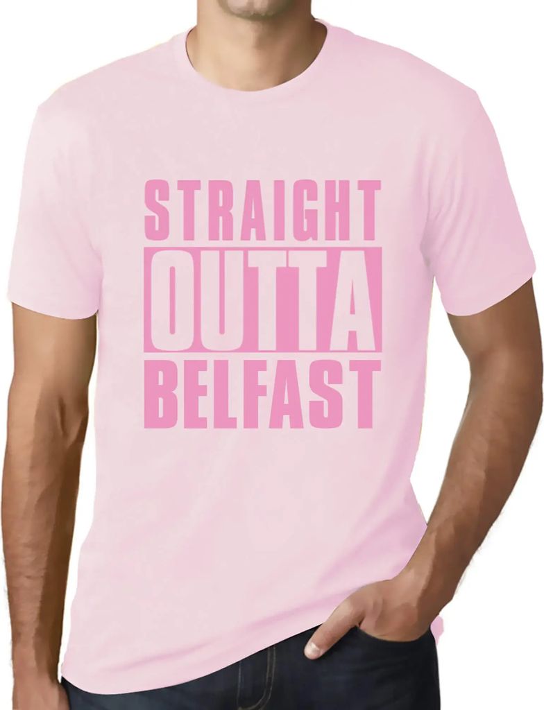 Herren Grafik T-Shirt Straight Outta Belfast Öko-Verantwortlich Vintage Jahrgang Kurzarm Lustige Druck Geburtstag Geschenk Mann