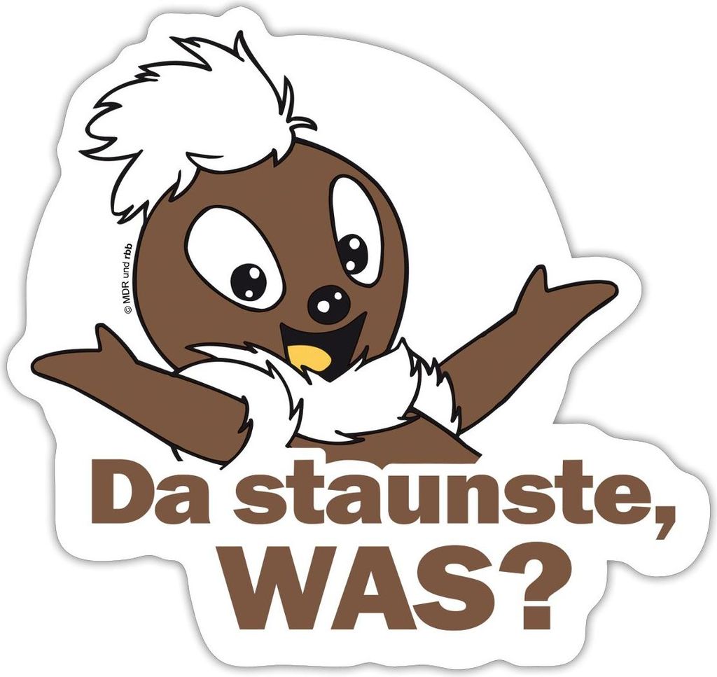 Spreadshirt Sandmännchen Pitti Da Staunste Was Sticker Aufkleber, 10 x 10 cm, Mattweiß