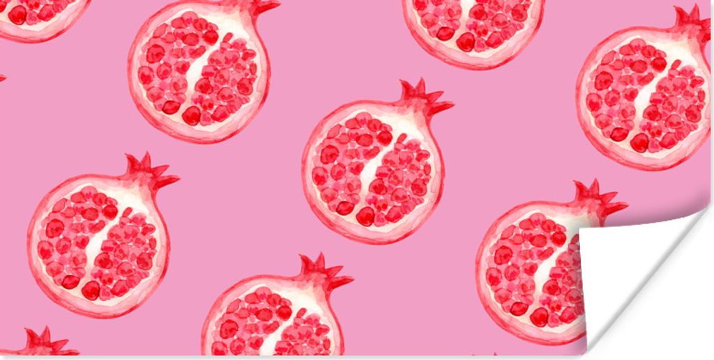 MuchoWow Poster Obst - Schablonen - Rosa 40x20 cm - Poster für die Wand - Poster Schlafzimmer
