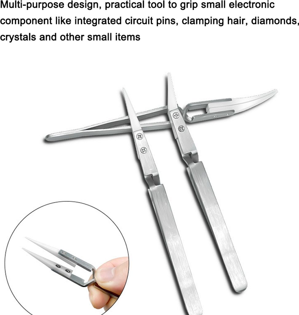 Pinzette aus rostfreiem Stahl mit antistatischem, säurebeständigem, keramischem Präzisionsklemmkopf