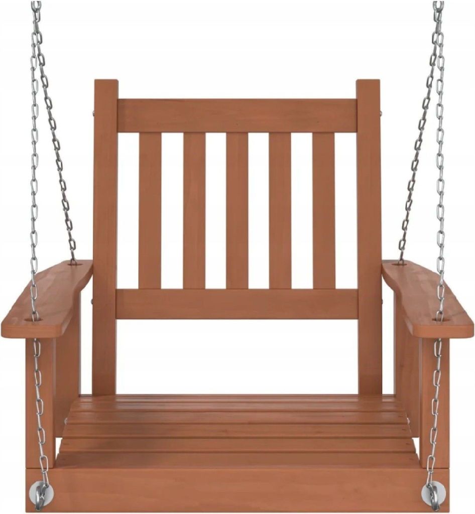 QLS Schaukel aus Holz mit Ketten für Garten Terrasse Balkon - wetterfest braun 11285