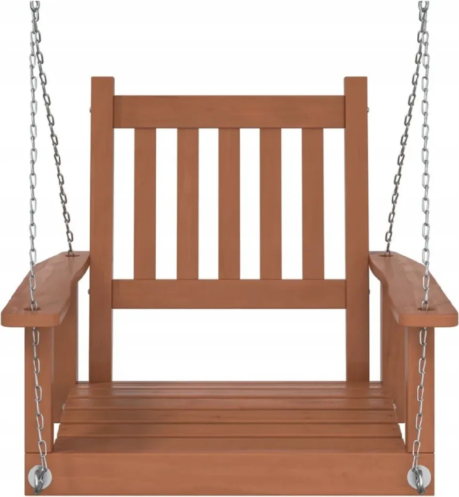Balançoire en bois QLS 11285 avec chaînes en acier pour jardin et balcon