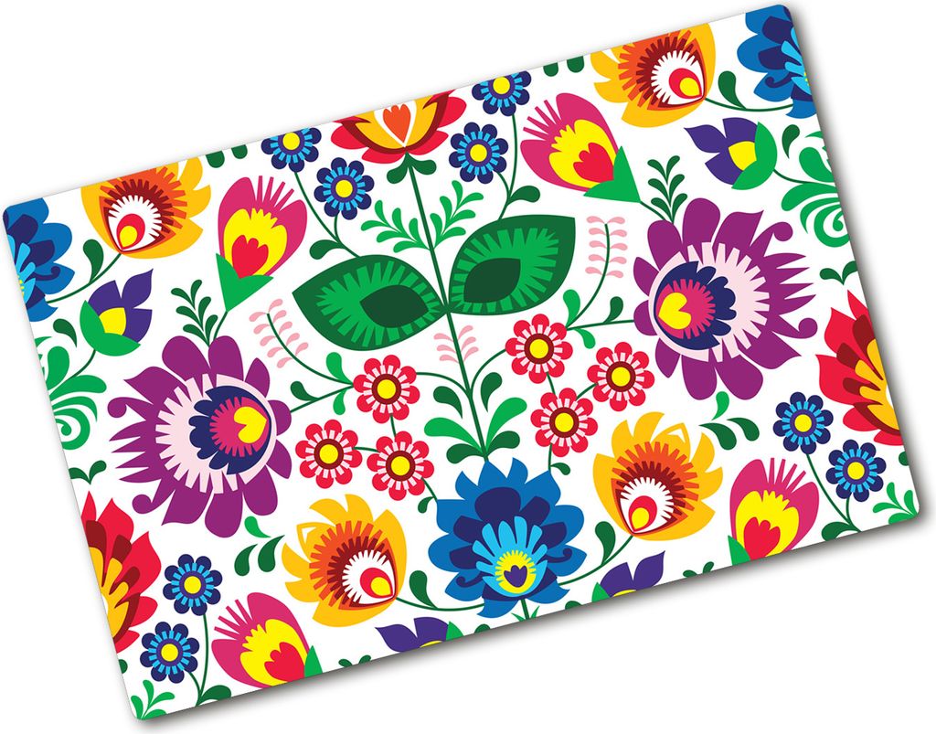 Tulup Glas Herdabdeckplatte - 80x52 cm - Glaskeramikkochfeld-Abdeckung Spritzschutz Glasabdeckplatte - Einteilig - Blumen & Pflanzen - Ethnisches M...