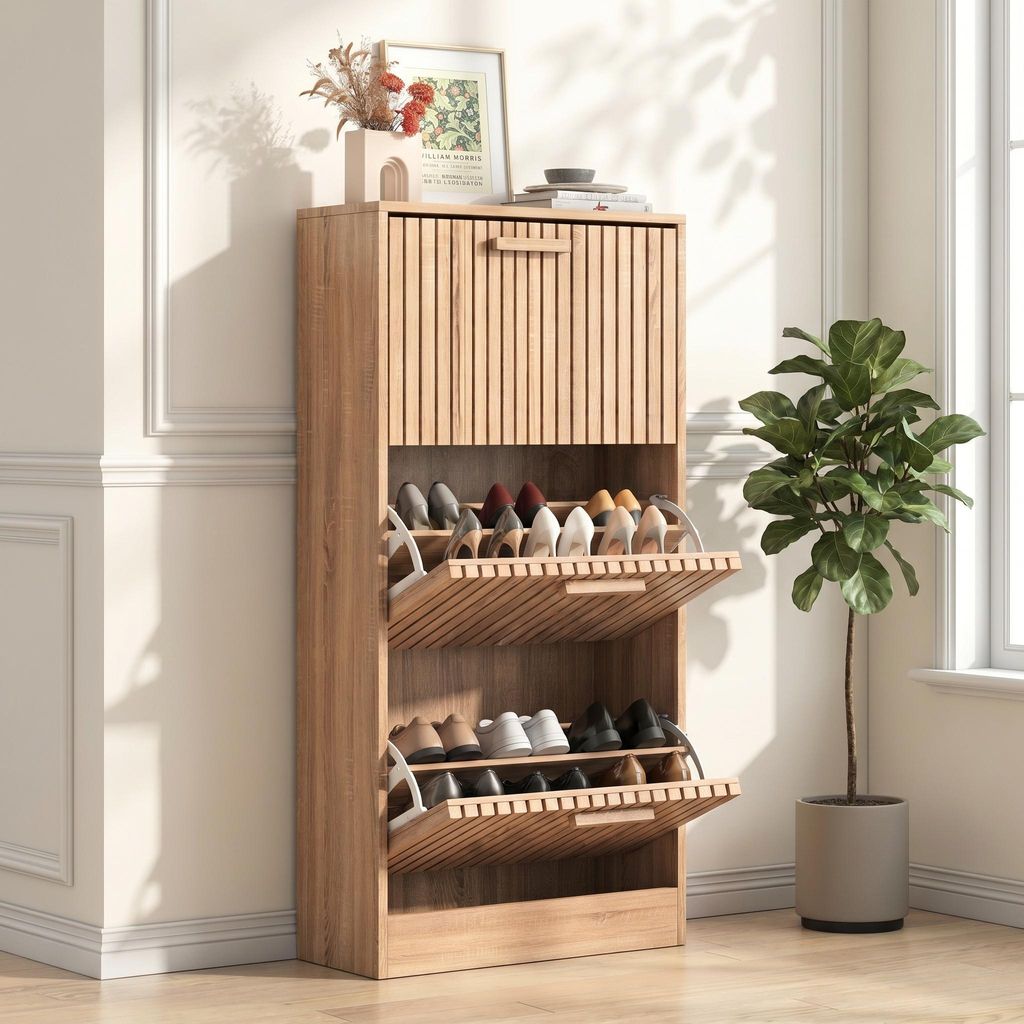 INONEFT Schuhschrank mit Schuhkipper, Rattan Schuhkommode, Produktbild 