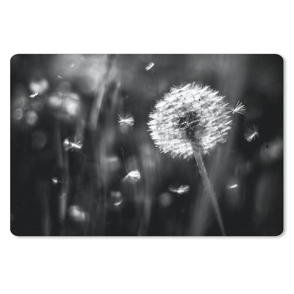 MuchoWow Mauspad Mousepad Löwenzahn - Schwarz - Weiß - Pflanze 27x18 cm - Mousepads - Maus Mat - Pad - Mausunterlage - Büroartikel - Desk Matten