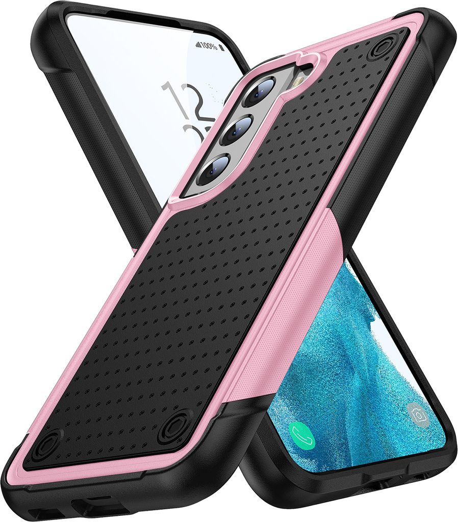 Für Samsung Galaxy S22 5G Hülle Militärqualität Stoßfest Hybrid 2 in 1 Hart PC Weich TPU Handyhülle Pink Schwarz