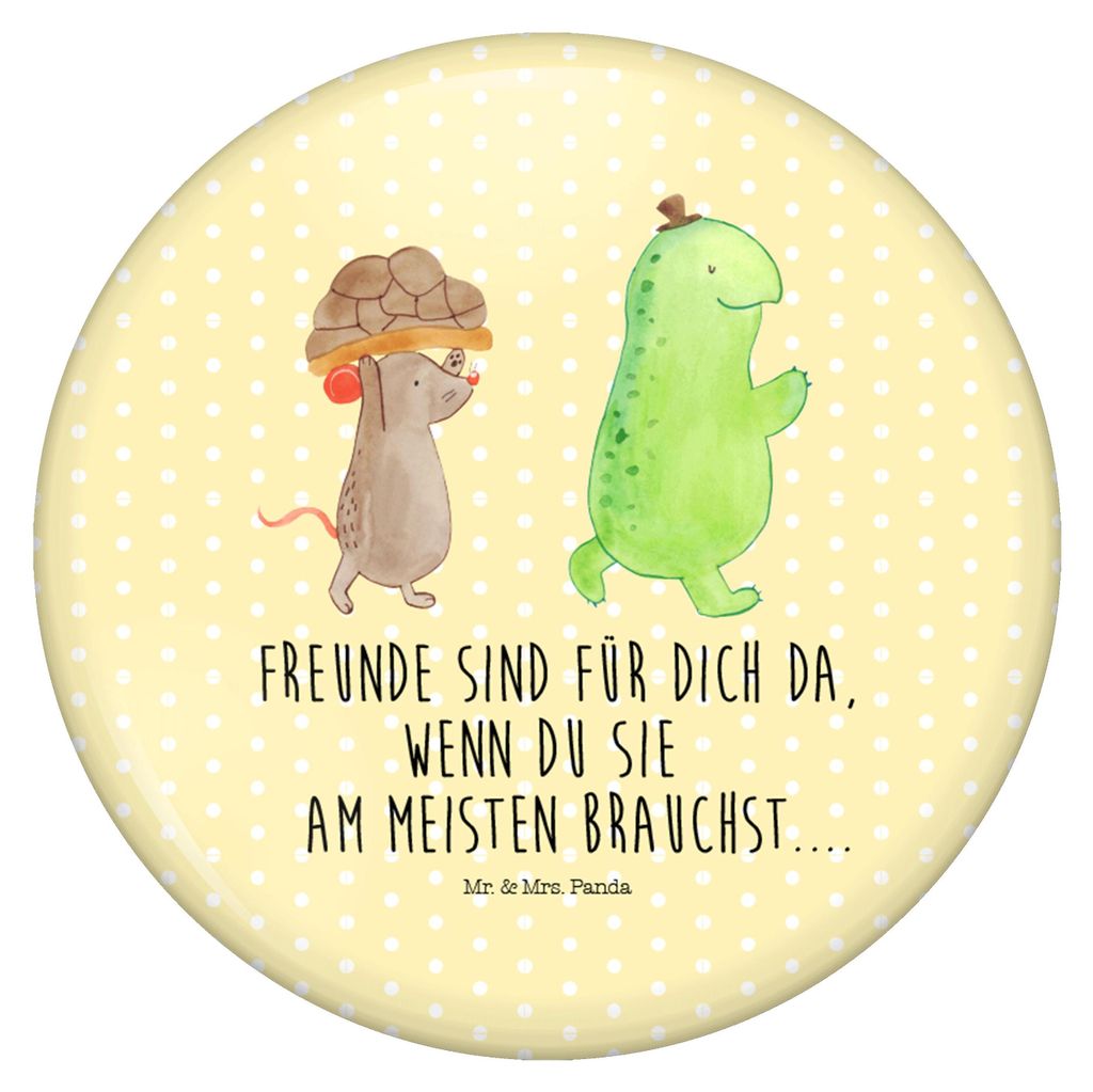 Mr. & Mrs. Panda Pin Schildkröte Maus - Gelb Pastell - Geschenk, Button, Badge, Plakette, Freunde, Reversnadel, glücklich, Beste Freundinnen, Ans...