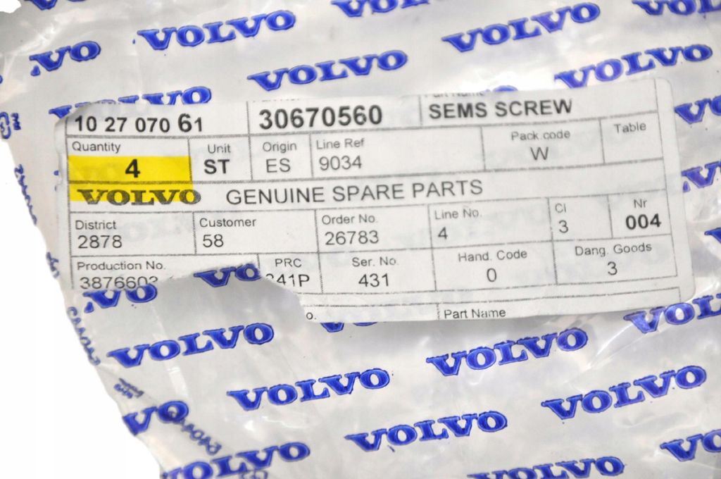 Volvo Motorwagenschlittenschraube XC90/XC60 II OE, Neu, Original vom Vertragshändler
