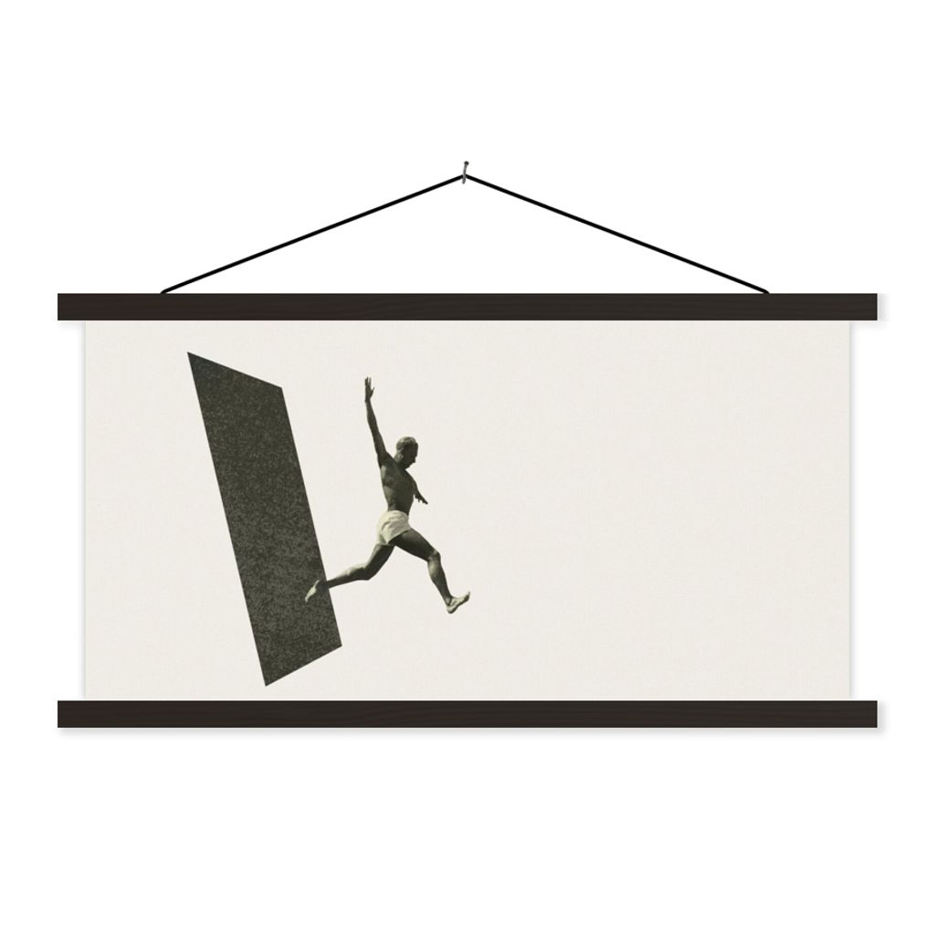 MuchoWow Textilposter Jahrgang - Mann - Design 90x45 cm mit schwarzem Rahmen - Klemmleisten