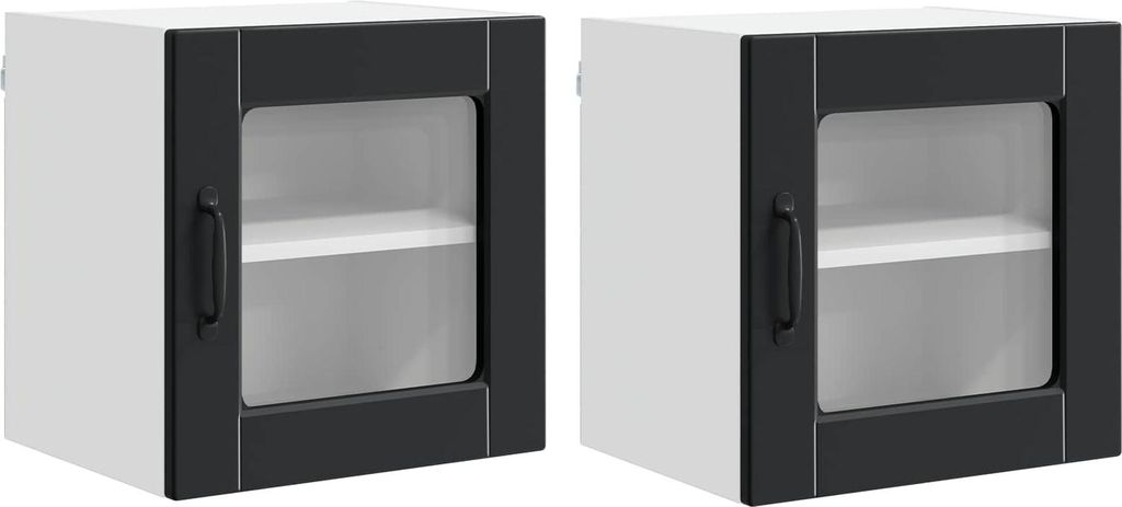 Wandglas-Schrank PORTO 2 pcs Schwarz 40 x 31 x 40 cm