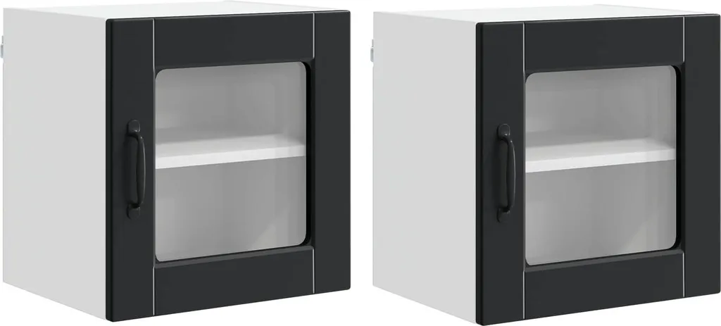 Mobile da Cucina Pensile Nero 2 Pz 40 cm - Arredo Moderno in Legno