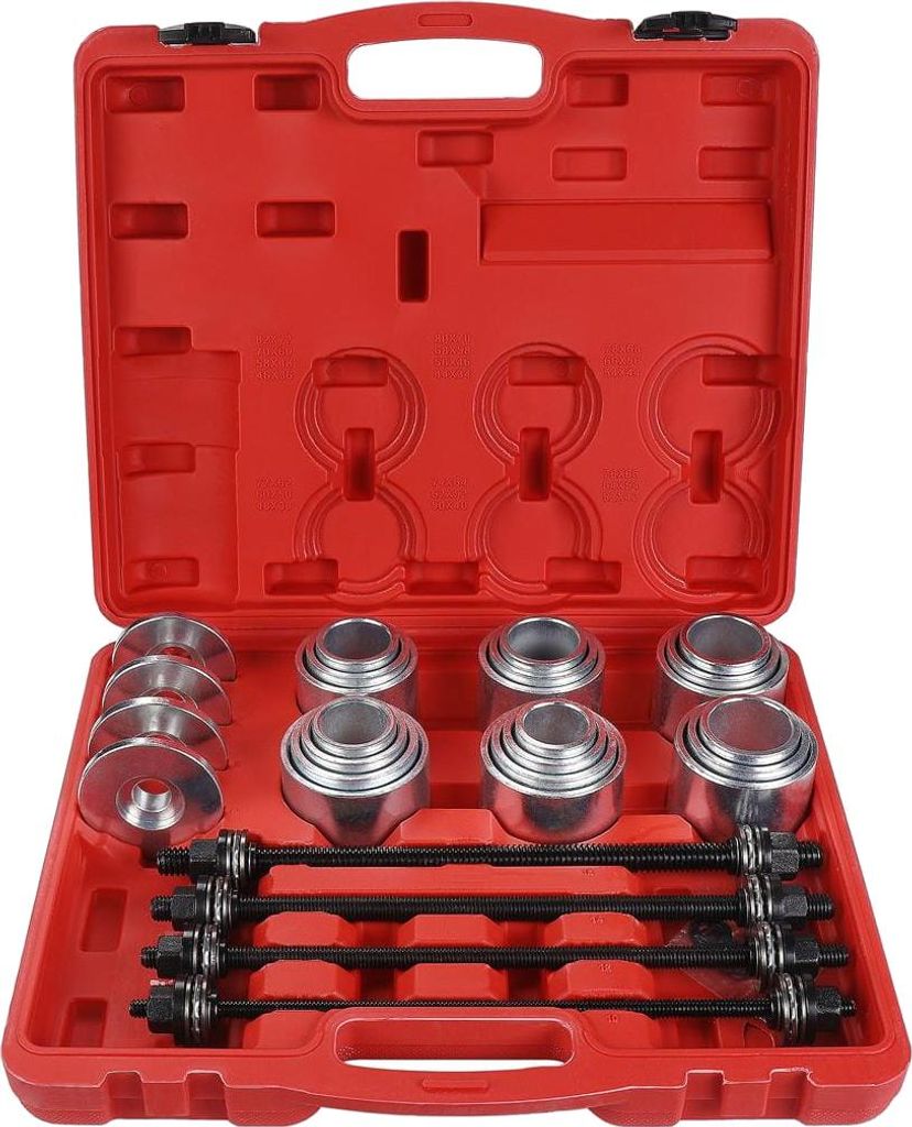 KRAFT&DELE | Silentlager Abzieher Satz, 34-82mm, 28TLG, Druckhülsen-Satz, Demontage Druckhülsen Satz Achslager, Lager Werkzeug
